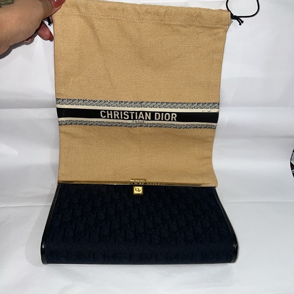 Dior Dark Navy Monogram Clutch with Gold Hardware - Picture 2 of 10